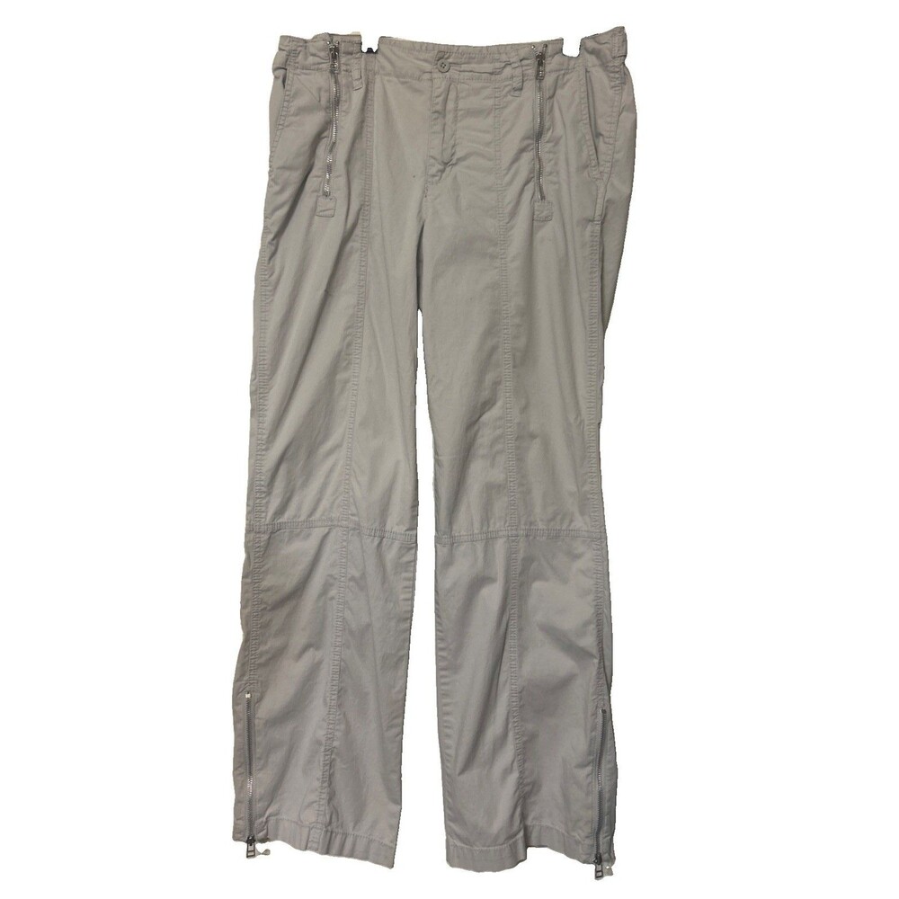 Gap Stretch Women L Gray Zipper Hiking Utility Cotton Relaxed Gorpcore Pants Y2K